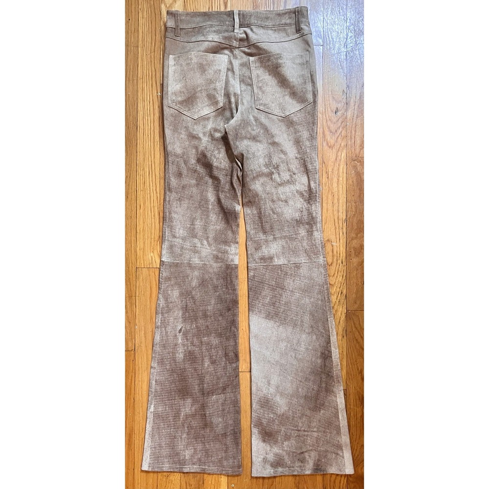 SPRWMN $1200 Genuine Leather Stretch Suede Boot Cut Tan Brown Ombré Pants Small - Picture 2 of 8